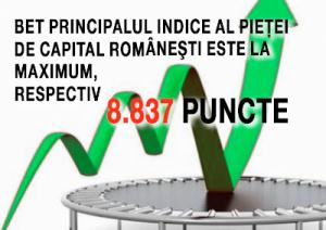 BET principalul indice al pieţei de capital româneşti este la maximum, respectiv 8.837 puncte 1