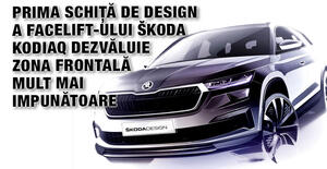 Prima schiță de design a facelift-ului ŠKODA KODIAQ dezvăluie zona frontală mult mai impunătoare 1