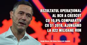 Rezultatul operațional al BCR a crescut cu 10,9% comparativ cu S1 2018, ajungând la 822 milioane RON  1